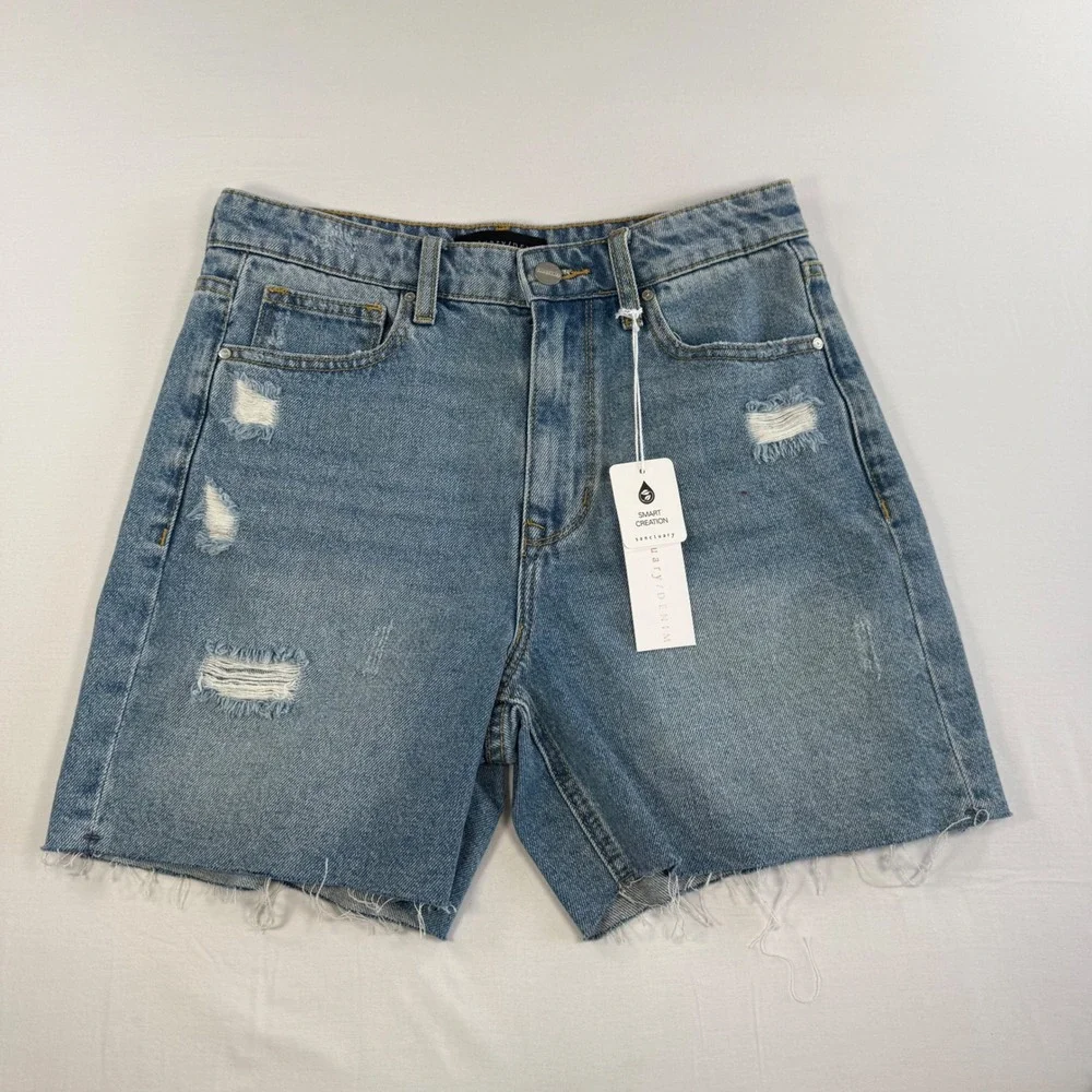 NEW Sanctuary Denim‎ Womens Distressed High Rise Cut Off Shorts